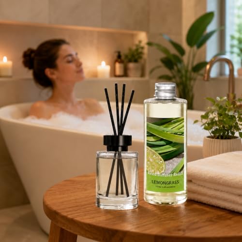 Image of STRN Lemongrass Reed Diffuser Oil Refill, Diffuser Refills with Stick 200ML
