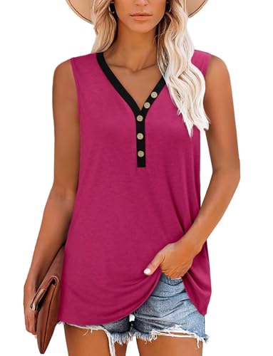 KISSMODA Womens Boho Tops for Summer Sleeveless Tanks Loose Fit Casual Blouse Daily Shirts for Leggings (S-3XL)