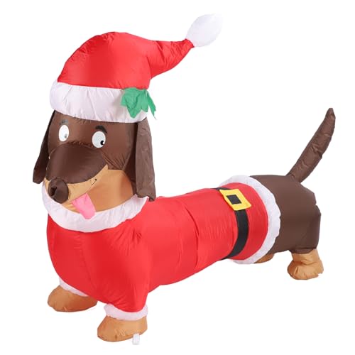 Chien Weiner Gonflable pour Décoration de Noël, Teckel Gonflable Lumineux de 1,5 M – Application Intérieure/extérieure (Prise UE 220V)