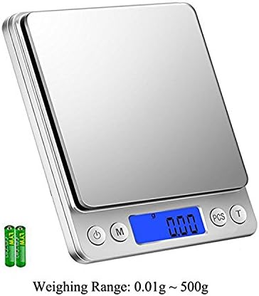 Food Scale Kitchen Digital Weighing Scale from 0.01 to Max 500 gram Jewelry Weight Compact Scale Include 6 Kinds of Units Such as Grams, Ounces and Others.Multifunction Smart waterproof gram Scale