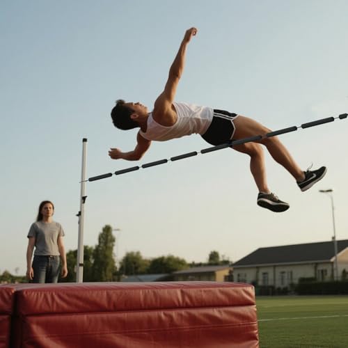 SnowTing High Jump Training Equipment, 9.84 Ft Long Black High Elastic Crossbar Foam Cord Foldable Gymnastics Bar for High Jump Practice and Gymnastic Bars