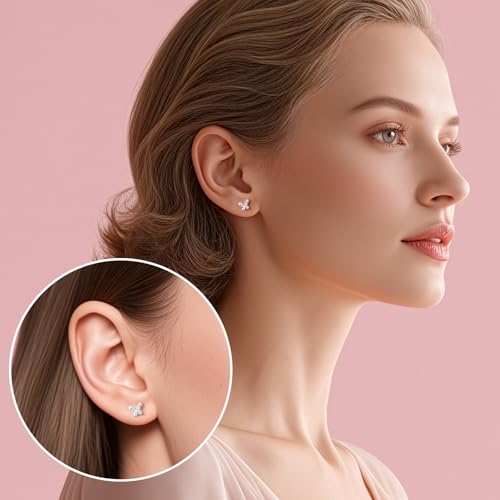 Limerencia Girls Hypoallergenic Titanium Butterfly Earrings 20G Screw Back Implant Grade Butterfly Studs Gifts for Daughter/Granddaughter/Niece3