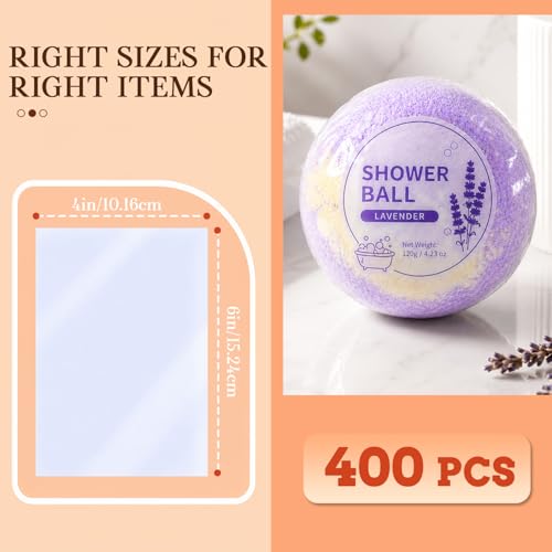 Image of WIKDAY Heat Shrink Wrap Bags 400 PCS 4x6 Inches Cellophane Bags Wrapping | Clear Plastic Soap Bags for Soap Bars Homemade Making Bath Bomb Gift Wrapping Small Item Bottles Packaging Business Use