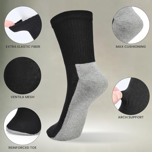 Kass & Smith High Crew socks for men & women - 4 pairs | Cotton Socks Running Casual Soft Moisture Wicking Breathable Cushioned- Multicolor4