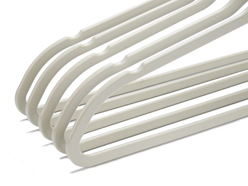 50 Ivory Quality Plastic Non Velvet Non-Flocked Thin Compact Hangers Ivory/Beige (50) #TOP3