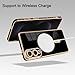 AIGOMARA Magnetic Case Made for Samsung Galaxy S25 Edge [Wireless Charging Compatible] Heart Design Soft TPU Phone Cover Anti-Scratch Shockproof Slim Case for Women - Black