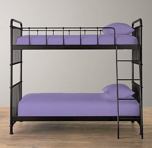 Pack of 2 100% Polycotton Bunk Bed Fitted Sheet 2ft 6" (76cmx190cm) Percale Non-Iron Easy Care Bottom Sheet RVs | Guest Beds | Caravan Campervan (2, Lilac)