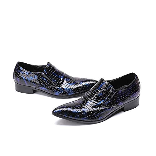 Handmade Mens Mocassins Sapatos Festivos Dedo do Pé Pontudo Faixa Elástica Couro envernizado Textura