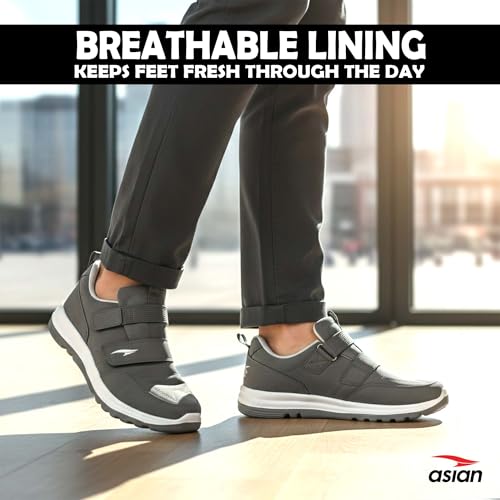 Image of ASIAN Men's Walking Shoes | Lightweight Comfort with Velcro Closure | Cushioned Support & Anti-Slip Sole | Ideal for Daily Walking & Long Hours