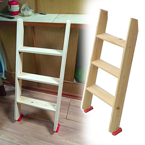 Escalera de madera resistente para litera loft caravana con ganchos estables 2