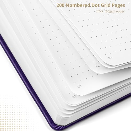 VIVID SCRIBBLES Dotted Journal – 160gsm Bleed Proof Thick White Paper – 200 Numbered Dot Grid Pages – 5.8 x 8.3 inch Dotted Notebook