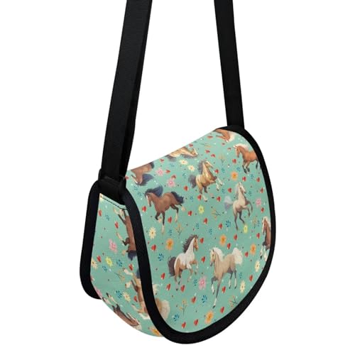 Floral Horse Purse for Girls Boys Kids Age 6-8 10-12 12-14 Small Crossbody Bag Pocketbook Wallets Shoulder Messenger Bags Sling Flight Bags Travel Holiday Weekend4