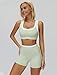 2 Piece Workout Sets for Women Racerback U Back Color Block Crop Tank Sports Bras Matching Tummy Control Biker Shorts Womens Two Piece Athletic Set Gym Wear Active Yoga Outfits L Green