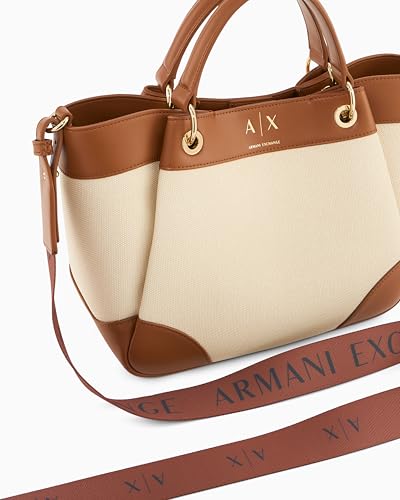 Bolso de mano Armani Exchange para mujer, canvas, natural miniatura 4