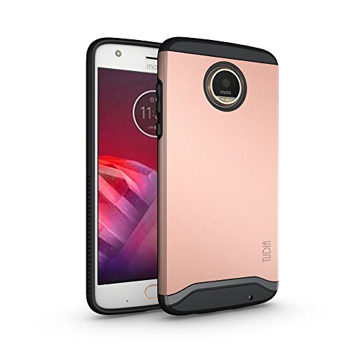 TUDIA Moto Z2 Play Case, Slim-Fit Heavy Duty [Merge] Extreme Protection/Rugged but Slim Dual Layer Case for Motorola Moto Z2 Play (Rose Gold)
