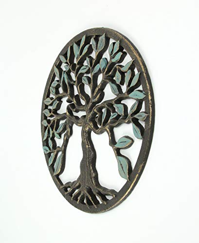 Zeckos Bronze And Green Finish Cast Iron Tree Of Life Wall Décor Sculpture 11.75 Inches In Diameter #TOP1