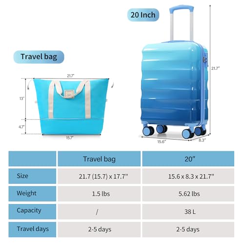 20" Carry-on Luggage with Cup Holder – Lightweight Glossy Hardshell Suitcases with Spinner Wheels,TSA Lock,Airline Approved,2 Piece Set4