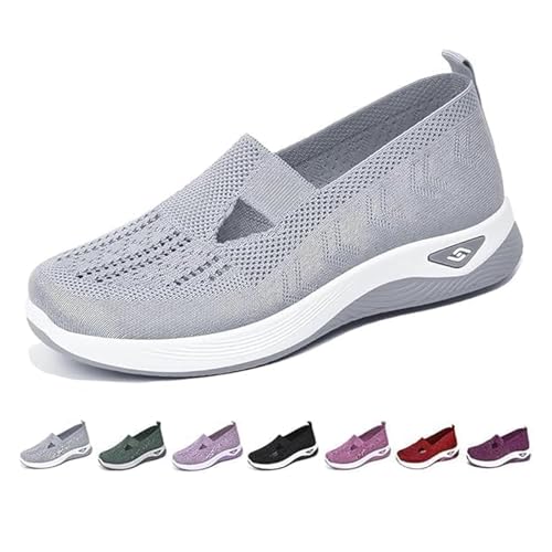 Orthopedic Shoes, Women's Comfortable Breathable Knitted Sneakers, Woven Cut-Out Orthopedic Soft Arch Support Walking Shoes