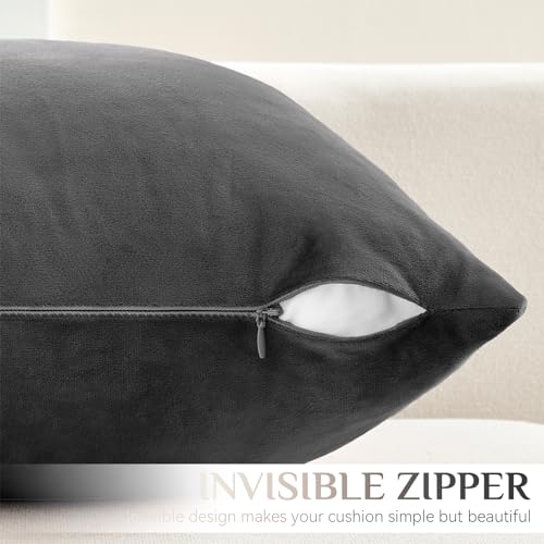 Softalker Throw Pillow Covers Set of 4, Velvet Soft Solid Colors Pillow Covers 20x20 Inch, Decorative Cushion Pillow Case for Couch Sofa Bedroom Living Room(Multi Grey)