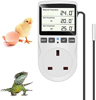 NEKOSUKI Digital Temperature Controller, LCD Screen Heating Cooling Reptile Thermostat with Sensor Probe for Snake, Lizard, Incubator, Brewing, Incubator, Greenhouse, Terrarium / 16A 230V
