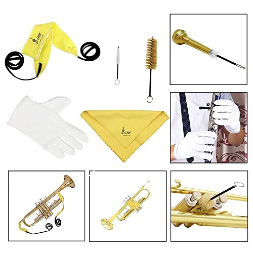 Mowind Trumpet Cleaning Kit With Through Cloth Cleaning Cloth Mouthpiece Brush Valve Casing Brush Gloves For Trumpet Trombone Baritone Brass Instrument #TOP6