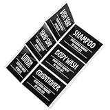 Zerodeko 1 Bogen Selbstklebende Wasserfeste Badezimmer Etiketten Pvc Aufkleber für Shampoo und Lotionflaschen 7,8 X 5,8cm Schwarz für Reise und Badorganisation