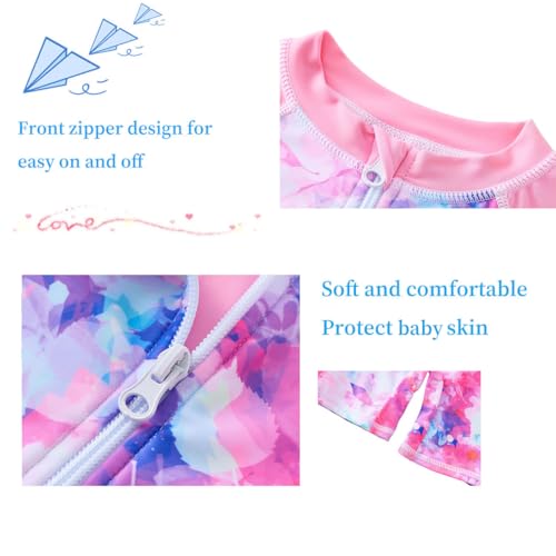 Image of UMELOK Girls Long Sleeve Rash Guard One Piece Swimsuits with UV Protection Sunsuit