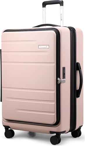 LUGGEX 28" Spinner Hard Shell Suitcase, Expandable, Pink