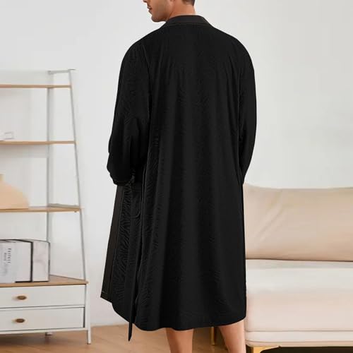 Hawyet Soft Touch Jacquard Robe for Men Long Bathrobe with Belt Sleepwear for Spa & Home Lounge4