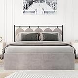 VOPEAK Upholstered Queen Bed Frame with Headboard and Footboard, Modern Platform Bed Frame Queen Size with Under Bed Storage, Noise Free, No Box Spring Needed, Easy Assemble, Sturdy & Stable, Grey