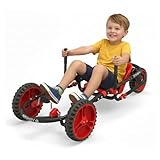 YBIKE Explorer Pedal Car - 3-Wheel Go Kart for Kids, Ride On Toys for Girls and Boys, Ages 4 & Up, Steer with Handles, Adjustable Frame & Seat, Up to 155 lbs, Red & Black
