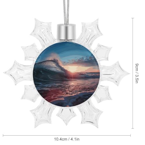 Décoration de Noël 2024 flocon de neige en plastique et aluminium 10,4x8,9 cm