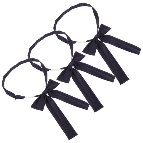 LUOZZY 3pcs Navy Blue Bow Tie Set for Women Girls Pre-tied Adjustable Elegant Uniform School Work Party Formal Accessories2