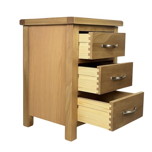 Regal Oak 3 Drawer Bedside Cabinet/Nightstand/Modern Oak Bedroom Furniture