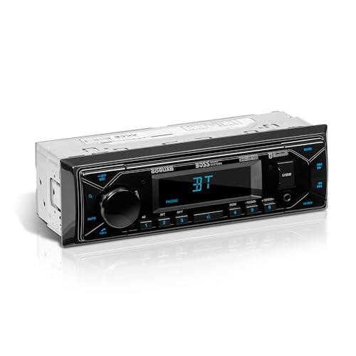 BOSS Audio Systems 609UAB Multimedia Car Stereo - Single Din, Bluetooth Audio and Hands-Free Calling, Built-in Microphone, MP3 Player, No CD/DVD Player, USB Port, AUX Input, AM/FM Radio Receiver
