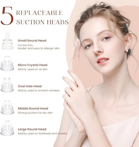 Image of 5 in 1 Multi-Function Blackhead Whitehead Remover Device, Skin Cleaner, Pimple Removal Tool, Acne Pimple Cleaner Vacuum Suction for Men and Women (5 in 1 Plus Blackhead) (white)