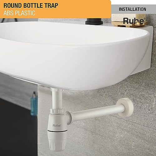 Image of Ruhe ABS Bottle Trap for Washbasins | Matte Finish Bottle Trap With Wall Flange and 12 Inches Pipe | Round | Ivory | Pack of 2