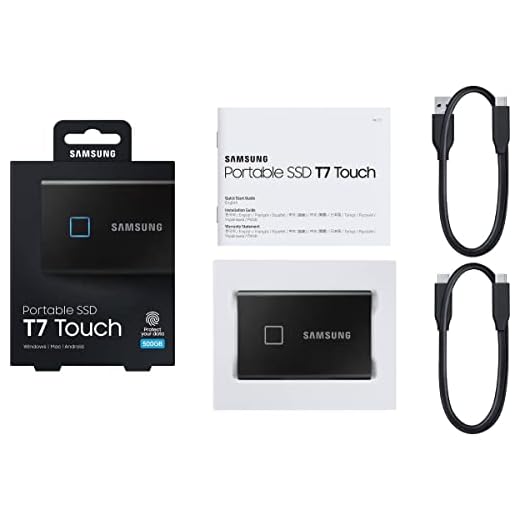 SSD Portátil SAMSUNG T7 Touch 500GB - 1050MB/s - USB 3.2, Preto (MU-PC500K/WW)