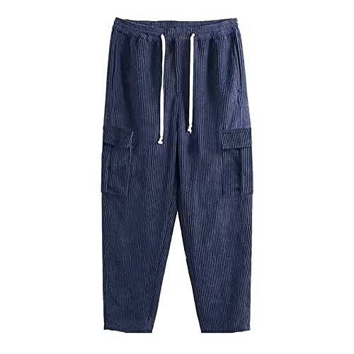 Corduroy Pants Men Baggy Casual Wide Leg Cargo Sweatpants Lightweight Pockets Fall Trousers Big and Tall Hiking Pantalones4