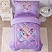 Toddler Bedding Set for Girls 4 Piece Purple Cartoon Unicorn Toddler Comforter Set for Baby Kids Crib Toddler Bed Sheet Set Bed-in-a-Bag with Quilted Comforter, Flat Sheet, Fitted Sheet, Pillowcase