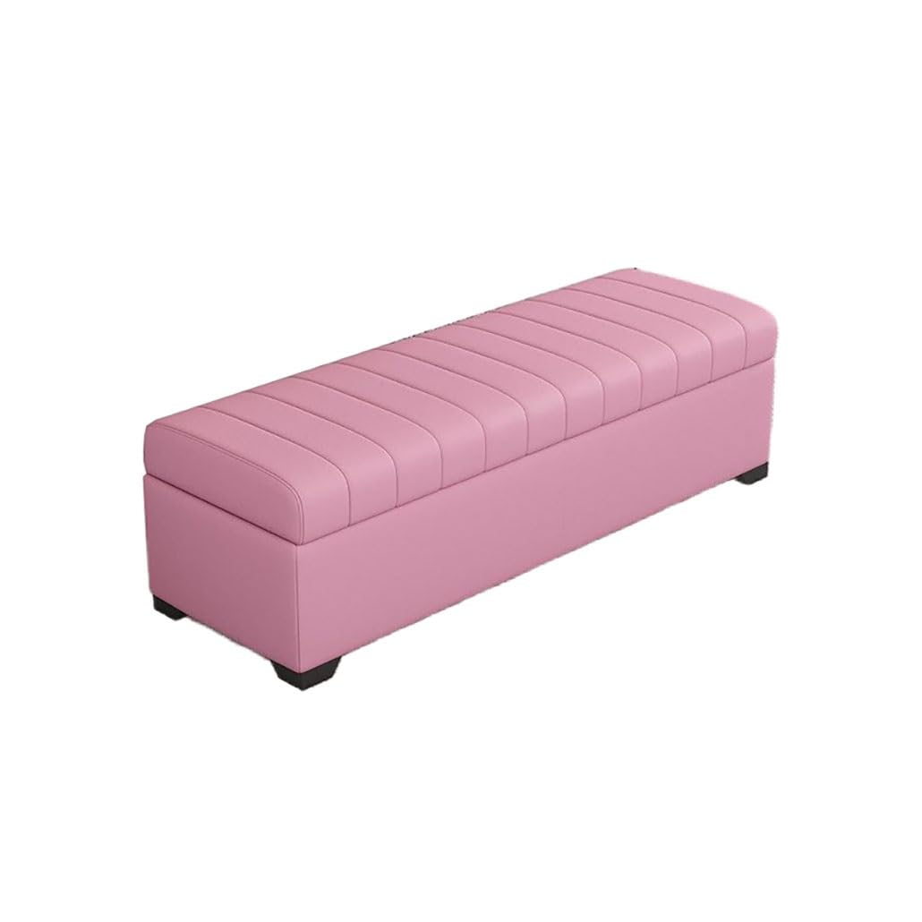 SXZenSpace Storage Benches End Of Bed Bench Large Upholstered Ottoman With Shoe Cabinet For Bedroom Entryway Closet(Pink,60x40x40cm)
