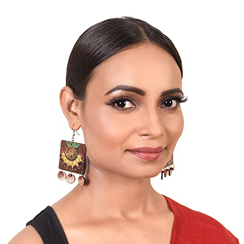 Image of Handcrafted Boho & Ethnic Earrings for Women - Wooden & Brass Statement Designs in Loop, Swing & Motif Styles