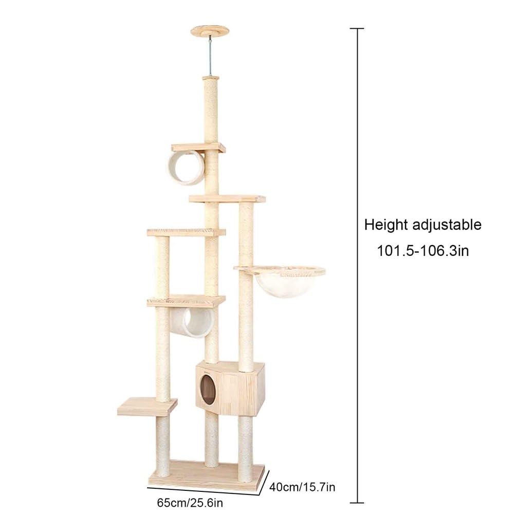 Torre per gatti dal pavimento al soffitto con tiragraffi in sisal, design alto e stretto per risparmiare spazio ed esercizi per gatti