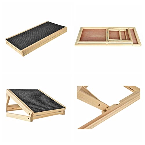Holz-Hunderampe Katzen Rampe, 70cm Lang Hölzerne Hundetreppe für Bett oder Sofa, für Auto Höhenverstellbar Hunderampe Für Auto Für Großen Hund Haustier Rampe