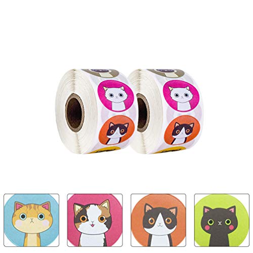 TOYANDONA 2 rolos de adesivos de negócios Thank You, adesivos de papel de animal de gato, etiquetas