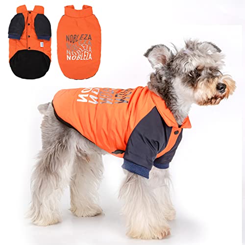 Dog Jacket, Nobleza Waterproof & Windproof Fleece Lined Dog Winter Coat With Leash Hole, Fashion Personality Dog Cold Weather Coats For Cold, Wet, Windy And Snowy Day(Orange M) #TOP7