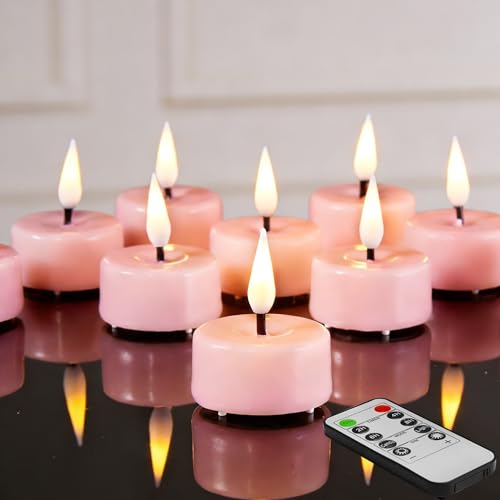 Eywamage Pink Flameless LED Tealights with Remote