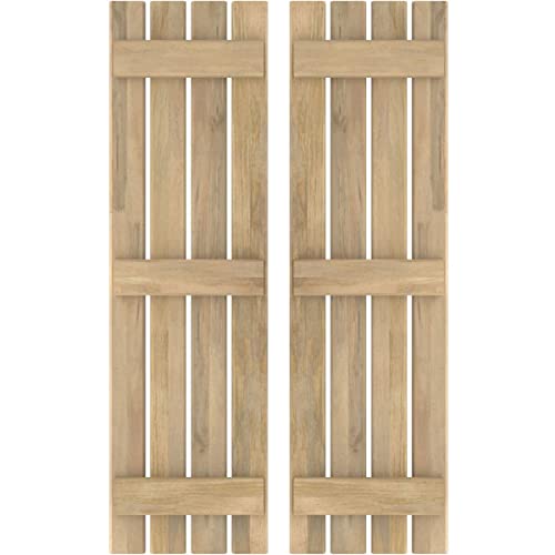 Ekena Millwork ARW401SB415X44UNH Americraft Four 3 Exterior Real Wood Spaced Board-n-Batten Shutters (Per Pair), 15 1/2"W x 44"H, Unfinished