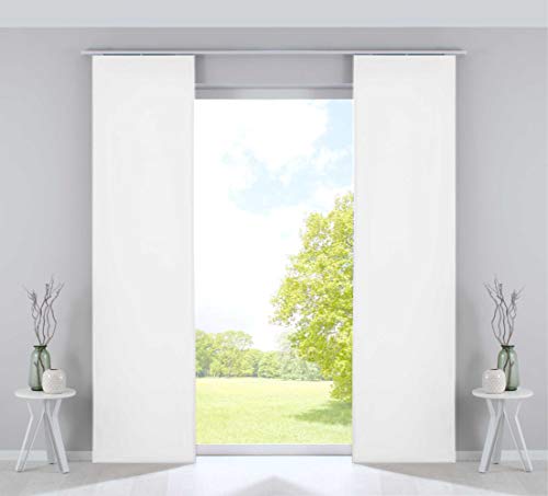 Gardinenbox Set di 2 tende a pannello, tende scorrevoli oscuranti» Milano «, carrelli oscuranti in velluto opaco, barre di pesatura, HxL 245 x 60 cm, 203571-2, bianche