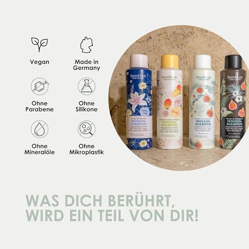 Jean & Len Trockenshampoo Frische & Colorglanz für helles Haar, kein fettiger Ansatz, keine Produktrückstände, duftet fruchtig frisch nach Feige, mit UV-Filter, ohne Parabene & Silikone, vegan, 200 ml